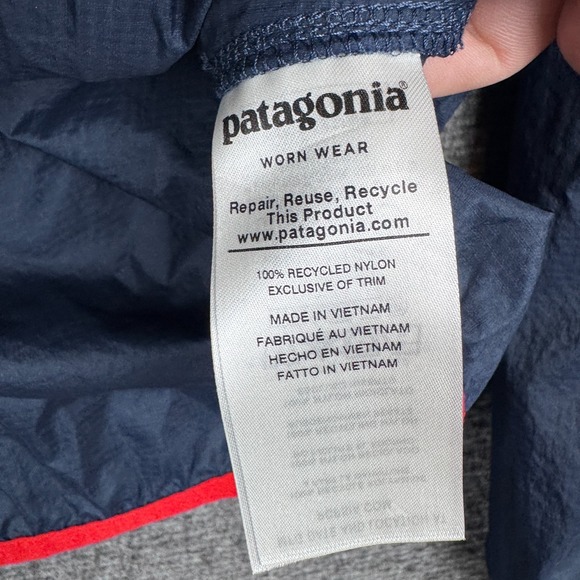 Patagonia Houdini Snap-T Pullover Mens Small Blue Outdoors Packable Rain Gorp - Picture 4 of 9